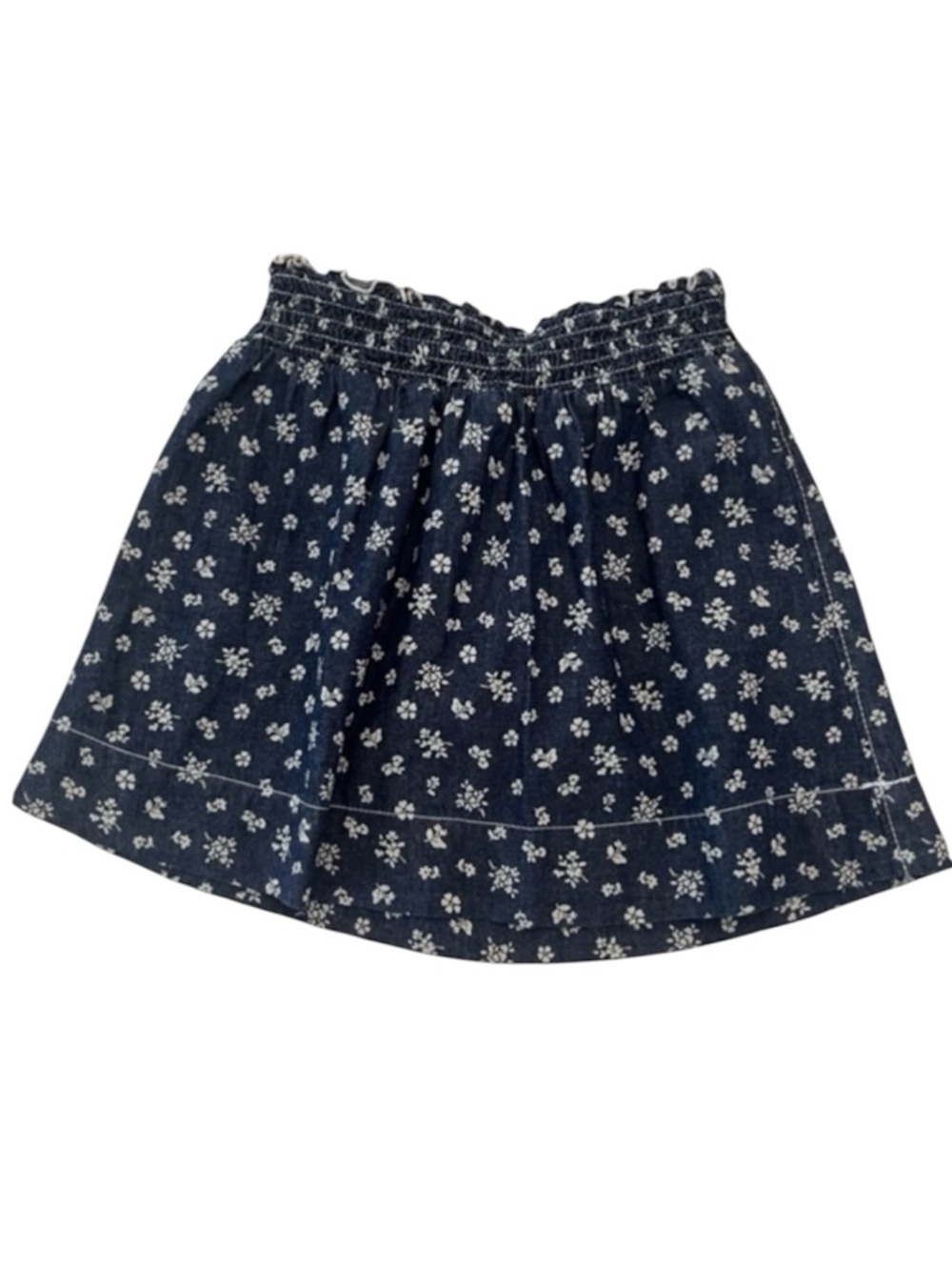 Faded Glory Denim-Style Floral Skirt Girls Size 6X Elastic Waist Casual